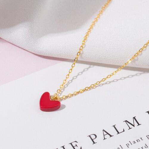 925 Silver Red Heart Silver Necklace for Women Pendant Small Neckless Women Hot Silver Necklace Women Jewelry Lover Gift