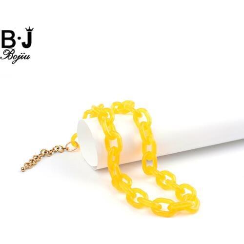 BOJIU Women Plastic Resin New Necklace Party Jewelry Charm Necklace Accessories Chain Necklace Fashion Birthday Gifts NKS081