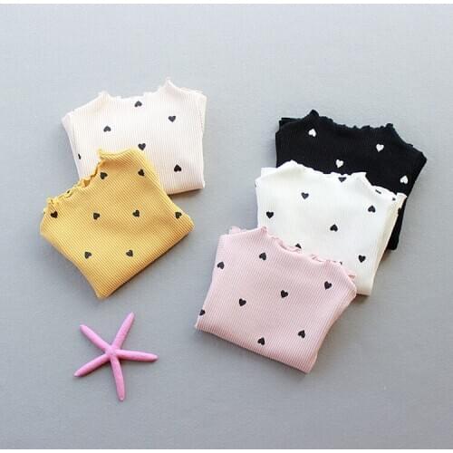 1pc Autumn Baby Girls Cute Sweater 1-5 Years Kid heart Pattern Printing Princess Long Sleeve Top Toddler Cotton Casual Top shirt