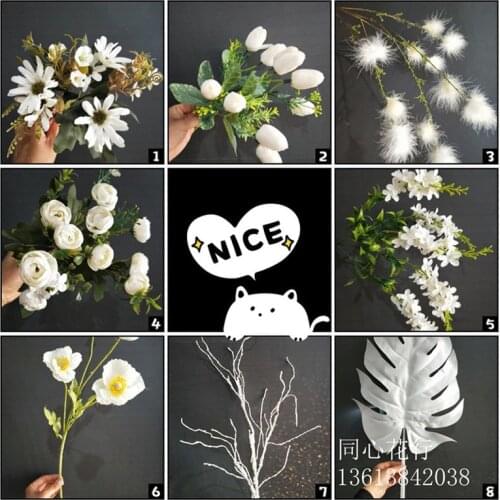 1pc Silk Artificial Flowers White for Garen Indoor Wedding Scene Wedding Scene Decoration Simulation Fake Flowers Craft Supplies