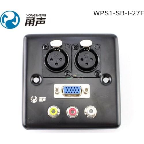 1Pcs Yongsheng WPS1-SB-I-27F two XLR female seat VGARCA stainless steel 86 panel wall mounting plate HIFI accessories