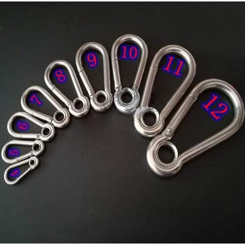 304 Stainless Steel Spring clasp hasps Carabiner Snap Hook Keychain mountaineering safty buckle hanging key buckle steel rope