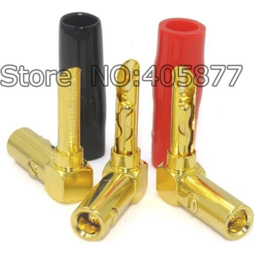 8x Gold Plated L-Type 90 Degree BFA Banana Connectors Plug Screw Lock Cable Wire