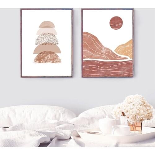 Abstract Landscape Wall Art Canvas Painting Neutral Boho Decor Minimalist Art Posters and Prints Wall Pictures Home Decoration