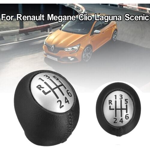 Car 6 Speed PU Leather Gear Shift Shifter Knob Lever Stick for Renault Megane Clio Laguna Scenic For Vauxhall Opel