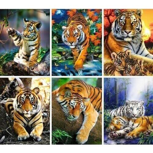 AZQSD Diamond Painting 5d Tiger Embroidery Sale Animal Full Drill Square Picture Of Rhinestones Wall Art Gift Home Decor