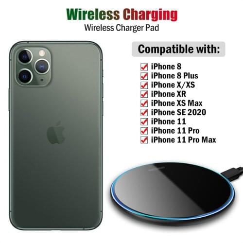 10W Fast Qi Wireless Charger for Apple iPhone 11 Pro SE2 X XR XS Max 8 Plus SE2 Wireless Charging Pad Breathing Light Gift Case