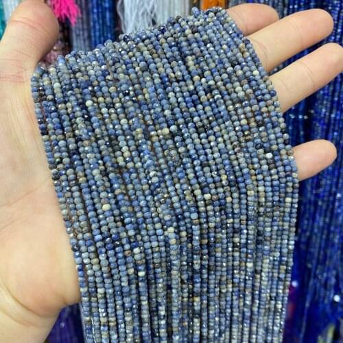 Natural Stone Beads Round sapphire Faceted Small Beads Loose Spacer Beaded For jewelry making DIY Necklace Bracelet Accessories