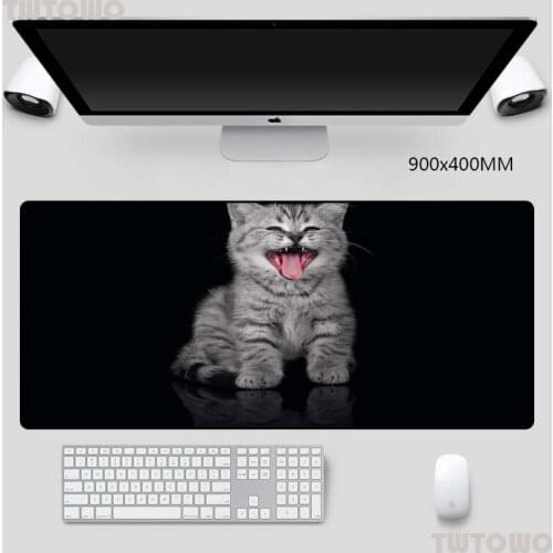 Animal Cat Printed Black Mouse-pad Large Size Skid-slip Mice Mat HD Picture with Sewn Edges Gaming Mouse Pad Cute Desk Mat