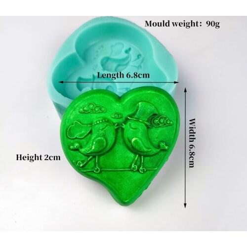 DW0246 PRZY Couple Bird Love Mold Lovebirds Moulds Soap Mold Silicone Soap Molds Birds Clay Resin Moulds