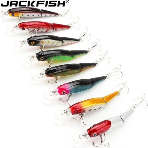 JACKFISH 2 Sections Swimbait 3D Eyes Lifelike Fishing Lure With 6# Treble Hooks Hard Bait Artificial Lures Fishing Tackle