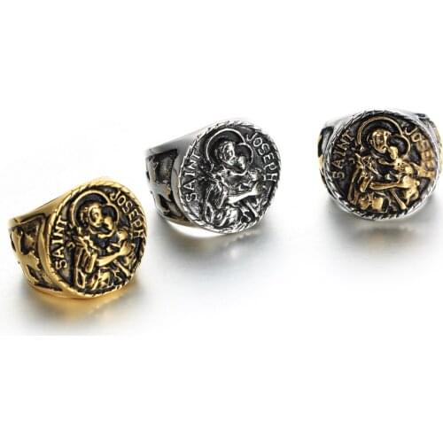 European and American accessories stainless steel saint ring male SAINT JOSEPH punk style titanium steel jewelry