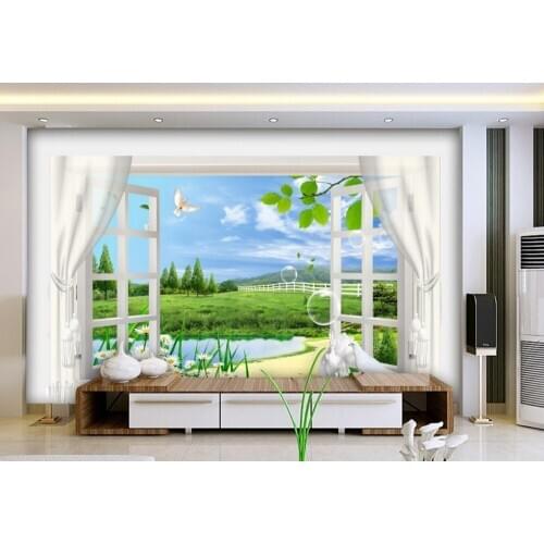 Custom photo wallpaper 3D stereoscopic window scenery 3d wallpaper living room Home Decoration