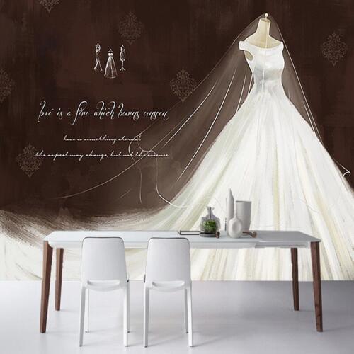 Custom photo wallpaper Retro handmade beautiful mural wedding dress shop dress back wall mall Corridor wallpaper