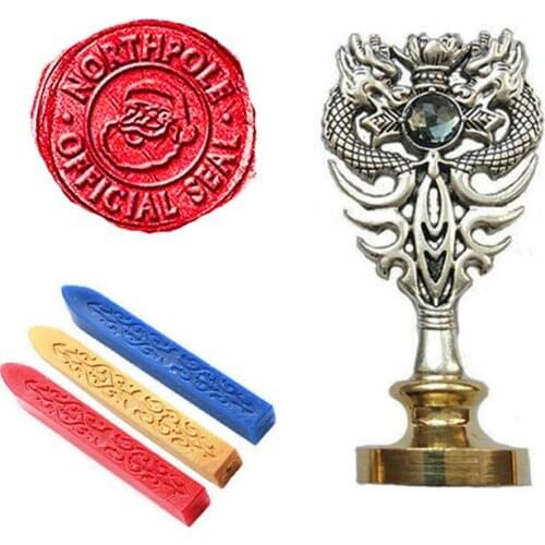 Custom Wax Seal Stamp Kit Christmas Santa Claus Head Northpole Official Seal Metal Dragon Handle Gift Wine Package Wedding