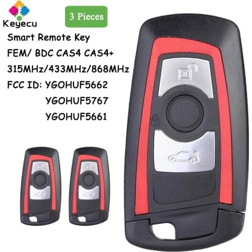 KEYECU 3PCS/Lot CAS4 CAS4+ FEM / BDC Smart Remote Key With 3 Button 315MHz/ 434MHz/ 868MHz for BMW F Chassis 2011-2017 Red Color
