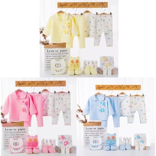 Baby Girl Boy Clothes Set Newborn Infant Autumn Winter Warm Thicken Baby Underwear Supplies Clothing Hat Bib Fit Shower 18