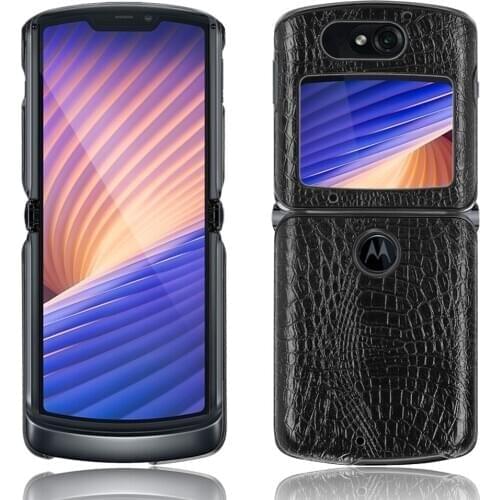 Light Leather Phone Case For Motorola Moto Razr 5G ( Razr 2020 ) Crocodile pattern Back Cover Fundas Phonebags
