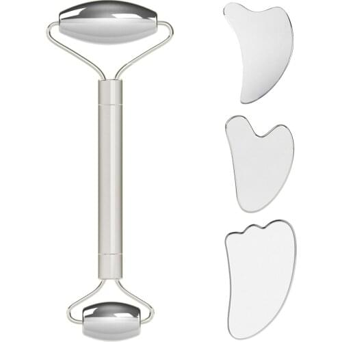 Massage Roller GuaSha Scraping for Face Skin Care Stainless Steel Tools Relaxing Soft Tissue Reduce Head Neck Back Pain Massager