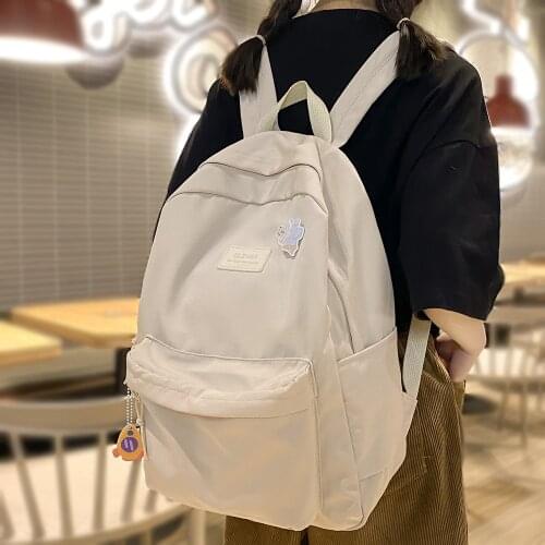 Fashion Girl School Bag Solid Color College Student Women Backpack Waterproof Cute Lady Backpack Teenage Nylon Female Kawaii Bag