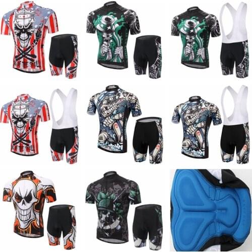 Mens Bike Ropa ciclismo Cycling Clothing Set Flame Skull Bicycle bicicleta equipacion Set cycling Clothes Size S,M,L,XL,XXL,XXXL