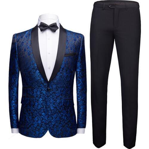 High Quality Men Suit Jacket and Pants Classic Jacquard Fabric Men 2 Piece Set Asian Size S-4XL Men Wedding Suits