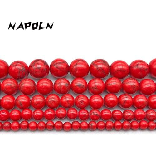 NAPOLN 4/6/8/10/12MM Crystal Natural Red Loose Round Beads Diy Handmade Beaded Bracelet Necklace Earrings Ladies Jewelry