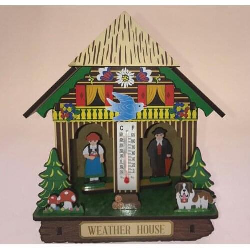 Novelty Wooden Wall Thermometer with Hygrometer Temperature Humidity Indoor