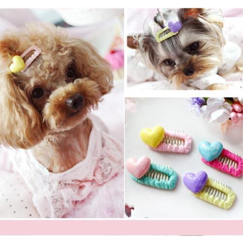 The new wholesale Teddy Yorkshire pet jewelry hairpin love flowers dog hair clips 20pcs