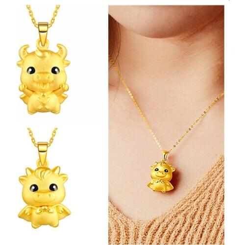 New Arrival Gold 3D Zodiac Ox Pendant Necklaces For Women Jewelry Trendy Silver 925 O Chain Necklace Female Choker Accessories