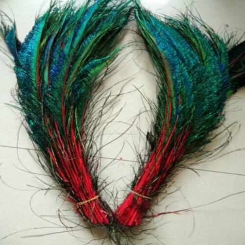 Wholesale beautiful red peacock feather sword 10 pcs symmetrical size 30-40 cm 12-16 inches celebration decoration