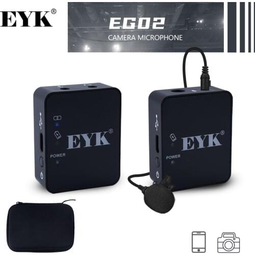 EYK EG02 Professional Online Broadcast Recording UHF Wireless Lavalier Microphone For Camera Smartphone Li Battery Portable Box