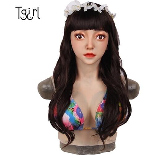 Realistic silicone headgear with breast female Emily crossdresser transgender drag-queen