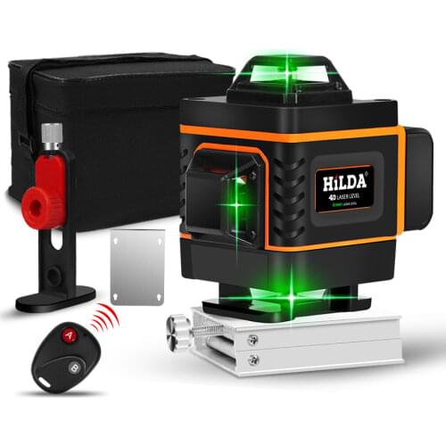 16 Lines 4D Green Laser Level Self-Leveling Wireless Remote 360 Horizontal & Vertical Cross Lines With Battery & Wall Bracket