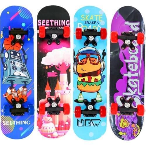 24inch Kids Children Cartoon Skateboard Maple Wood Double Rocker Deck Skate Board Four Wheels Longboard Skateboard 60*15cm Deck
