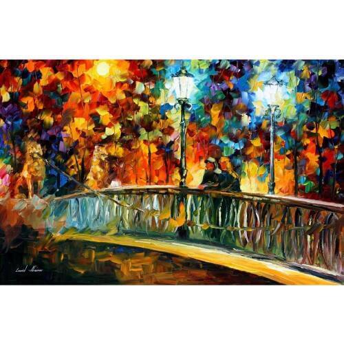 Modern art landscape date on the bridge palette knife oil painting High quality Hand painted home decor