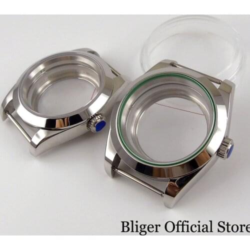 Steel Polished Automatic Men Watch Case for NH35 NH35A NH36 NH36A Seeing Back Sapphire Crystal Screw Down Crown