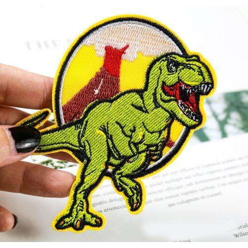 Jurassic Park Dinosaur Embroidered Patch Clothing Applique Iron On T-rex Patches For Kids Clothes T-Shirt Sticker DIY Decor