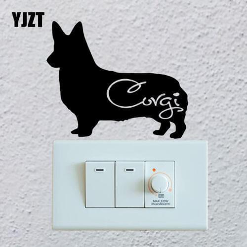 YJZT Corgi Dog Love Pet Vinyl Decal Home Decor Funny Animal Cartoon Wall Switch Sticker 17SS0467