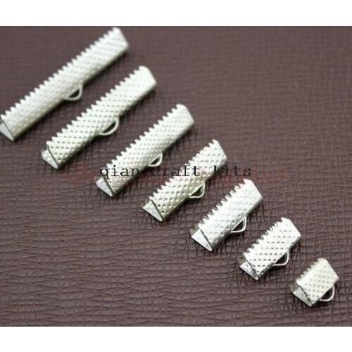 1500pcs silver rhodium tone Ribbon Clamps - Ribbon Crimps - Assortment of sizes 6mm- 25mm