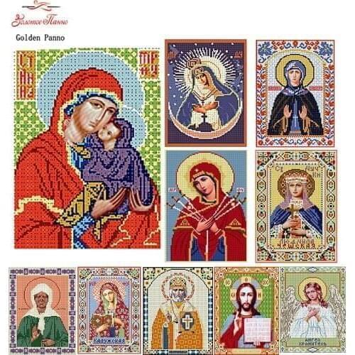 Golden Panno,Needlework,DIY,beads,Cross stitch,Embroidery stitch,Precise Printed painting,portrait Pattern,gods