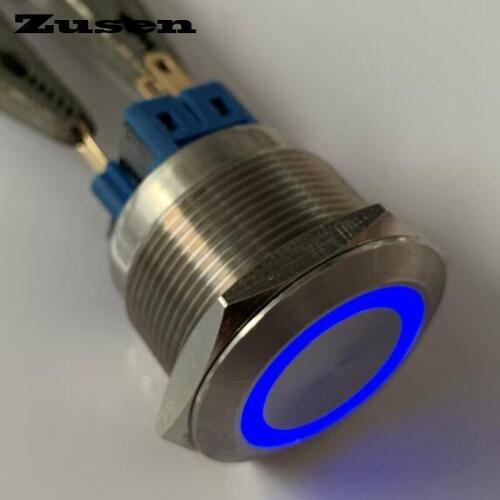 Zusen 25mm stainless steel ring illuminated momentary push button switch(ZS25F-11E/B/12V/S)
