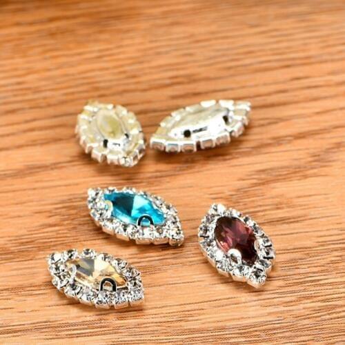 17*32mm 40pcs/pack Horse eye sew on rhinestones high-quality Crystal glass with silver D shape claw DIY fashion accessories YJ64