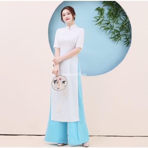 2021 ao dai dress vietnam dress women oriental chiffon lace dress vietnam clothing traditional dress elegant party dress aodai