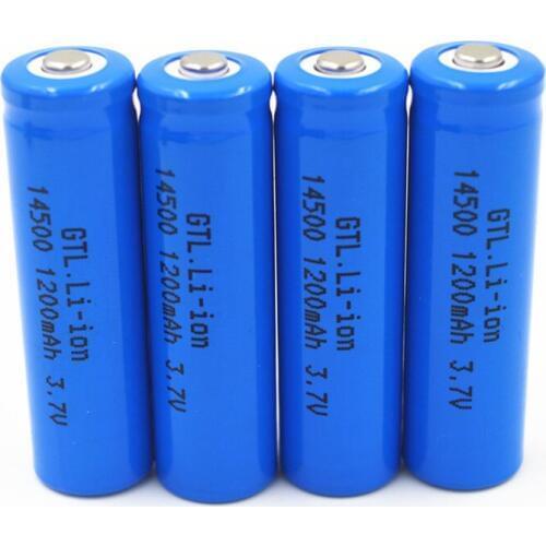 4pcs/Lot 14500 Rechargeable Batteries 3.7V 1200 mAh Universal Blue Lithium Li-ion Battery for Digital Camera Flashlight Torch