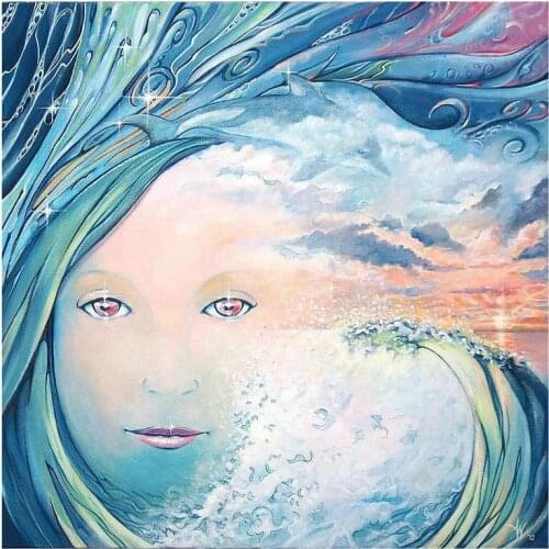 5d diy diamond painting woman sea wave landscape sticker full square / round canvas embroidery diamond mosaic 3d diamond art
