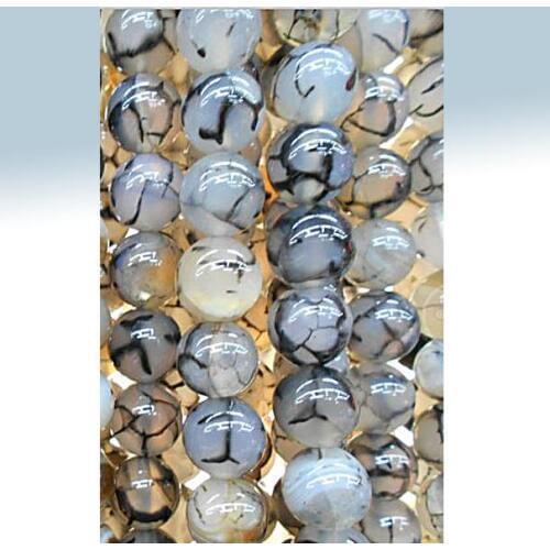 Free Shipping 15" Natural Stone Black Dragon Vein Round Loose Beads 6 8 10 12MM Pick Size For Jewelry Making