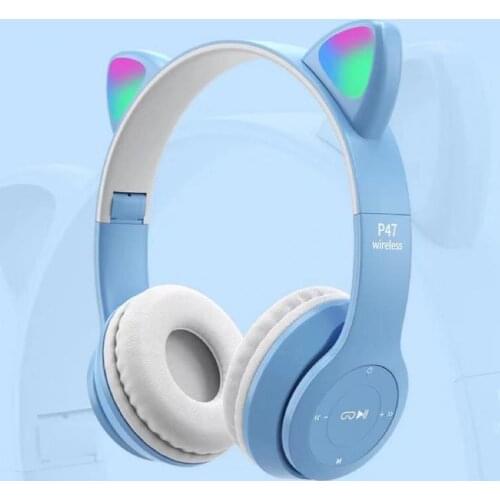 Cute Cat Ear Girls Bluetooth Headphones HIFI Stereo Wireless Earphone Gaming Headsets Noise Canceling with Mic Support TF Card