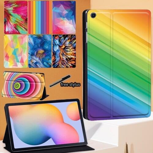 Tablet Case for Samsung Galaxy Tab S6 Lite P615/P610 10.4 Inch PU Leather Printed Watercolor Stand Cover + Stylus