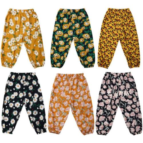 Baby Kid Pants Kids Baby Girl Breathable Pants Bottom Joggy Loose SunFlower Trousers Clothes
